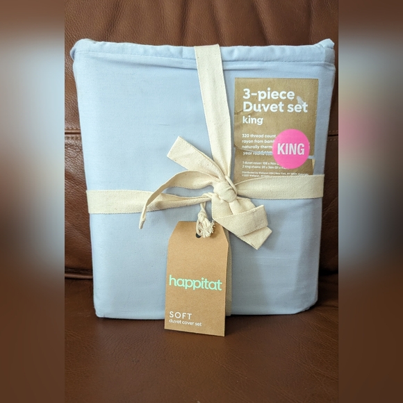 Happitat Other - NEW 3 Piece King Soft Duvet Cover Set by Happitat Egyptian Cotton Blue